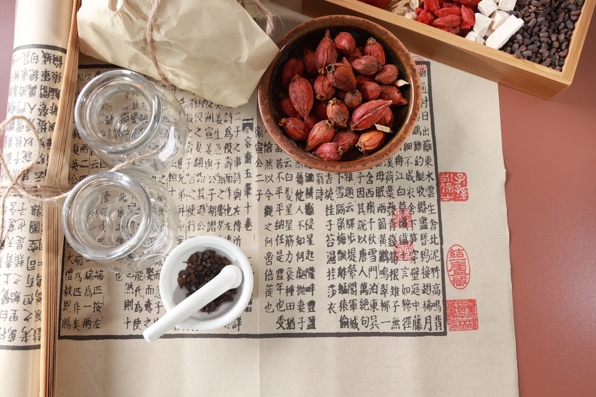 Traditional Chinese medicine practitioner preparing herbal remedies